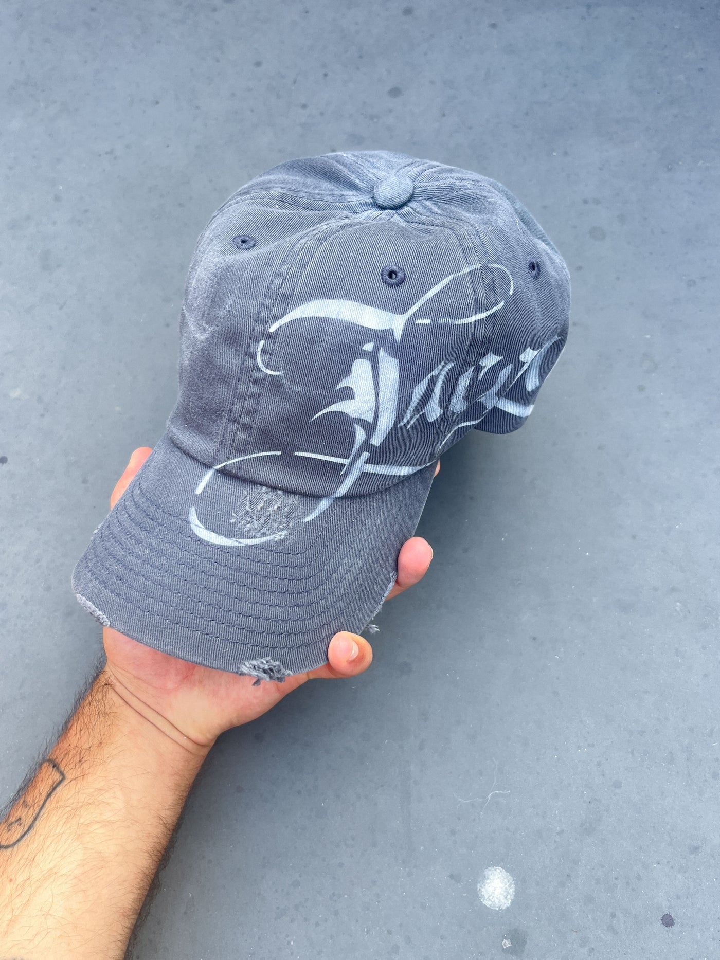 Faded Grey Airbrushed Baseball Cap