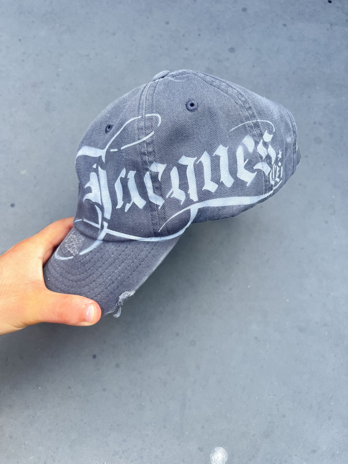 Faded Grey Airbrushed Baseball Cap